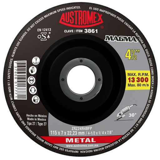 [AUS3861] Disco para desbaste de metal de 4 1/2".