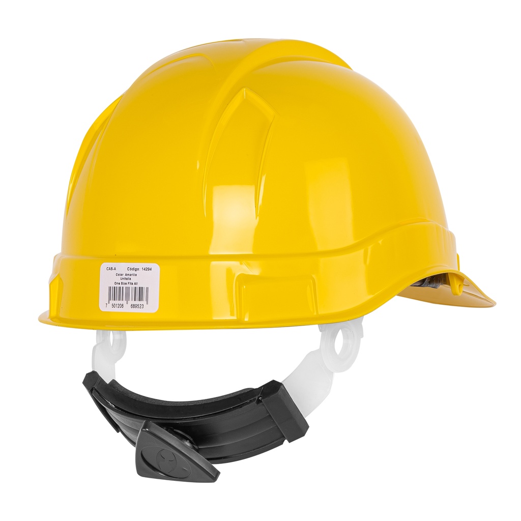Casco de seguridad color amarillo.
