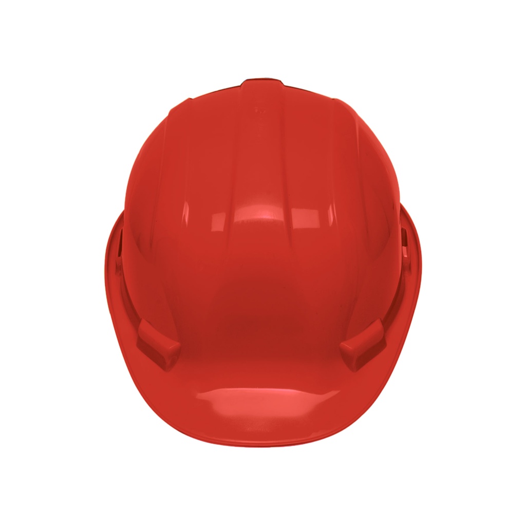 Casco de seguridad color rojo.