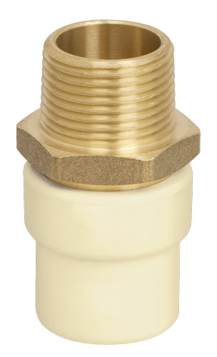 Adaptador macho de CPVC con inserto metalico de 1/2".