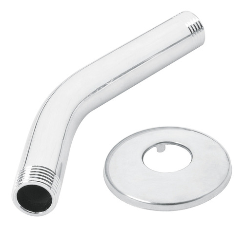 Brazo de acero cromado y chapeton de acero inoxidable para regadera.