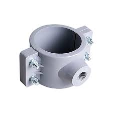 Abrazadera de pvc 4" con salida
