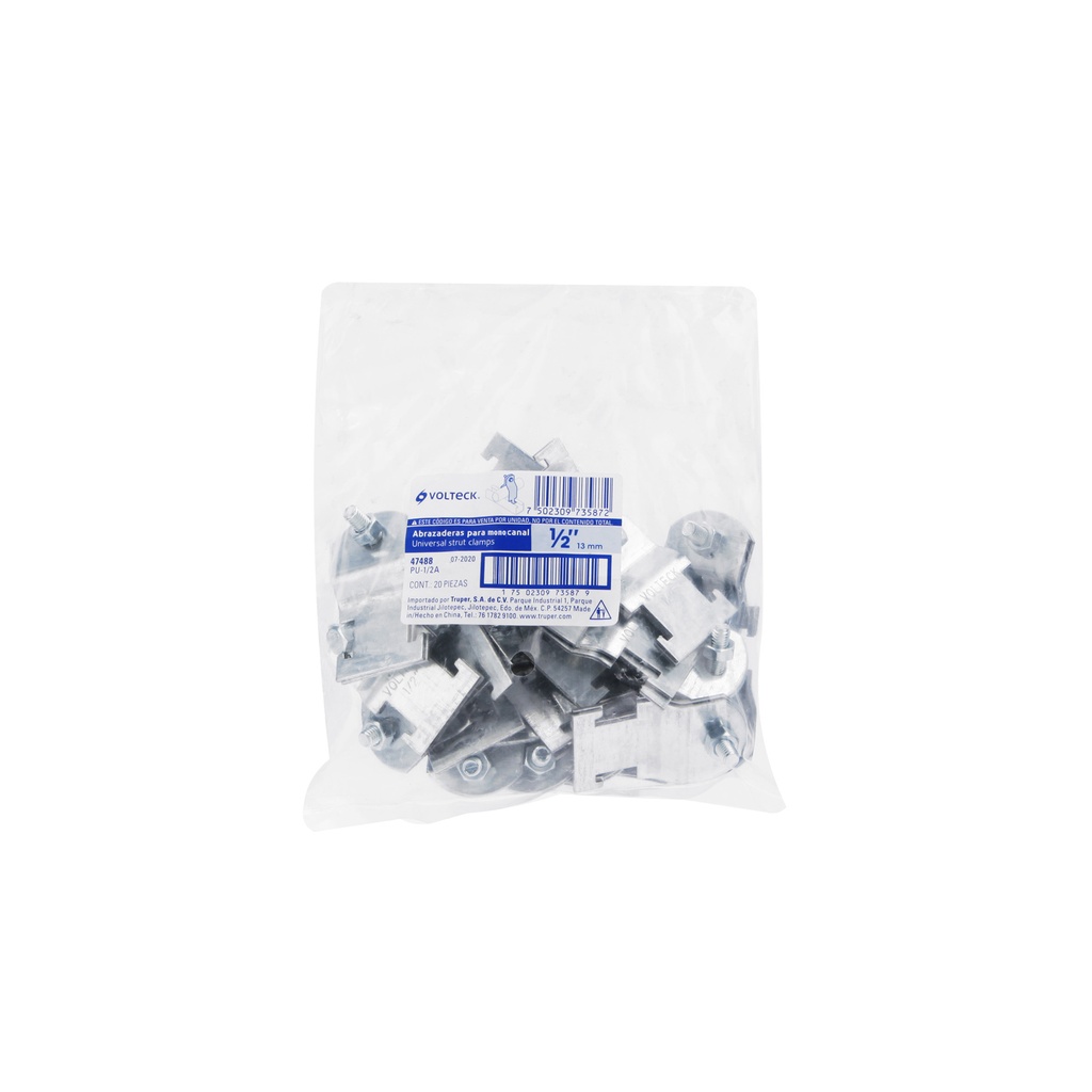 Abrazaderas para unicanal de 3/4"