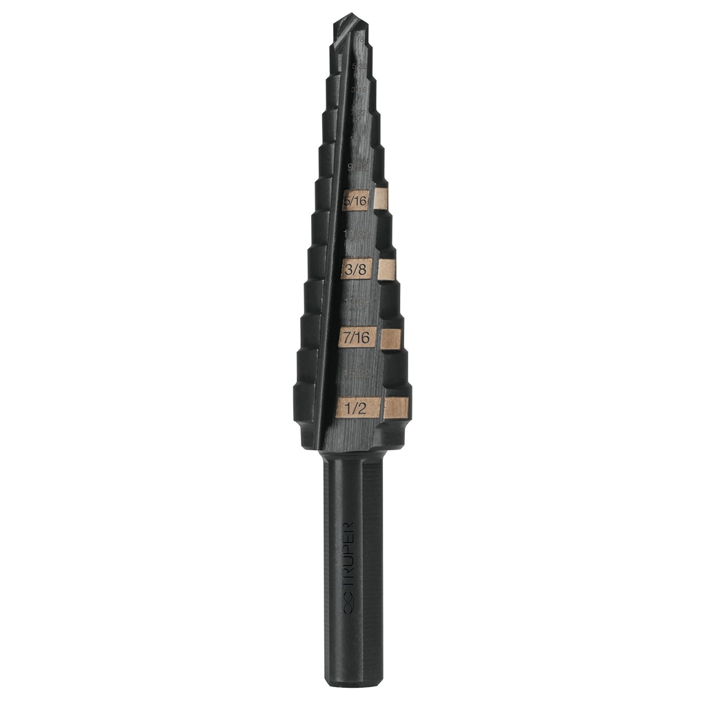 Broca escalonada con 13 escalones de 1/8" a 1/2"