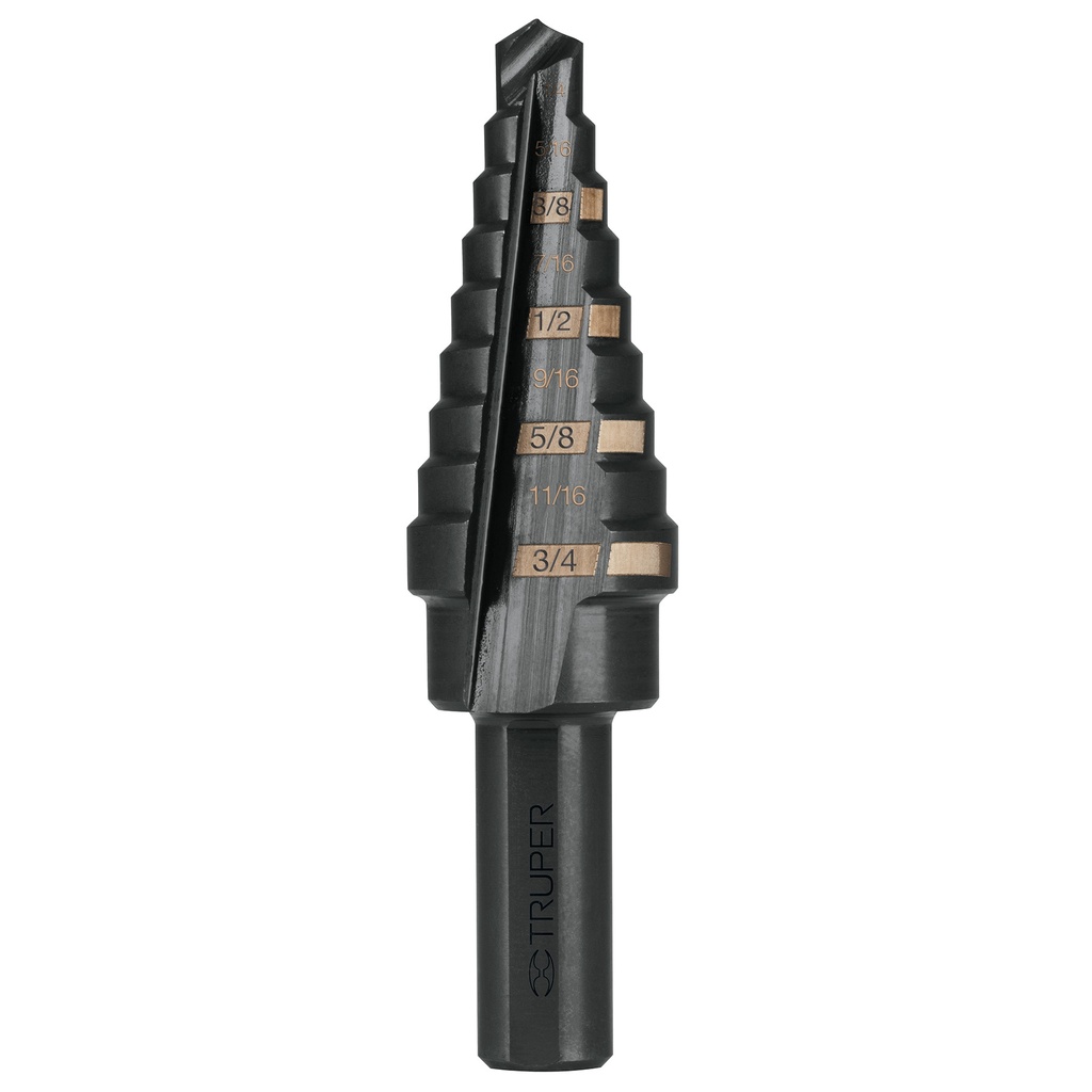 Broca escalonada con 9 escalones de 1/4" a 3/4"