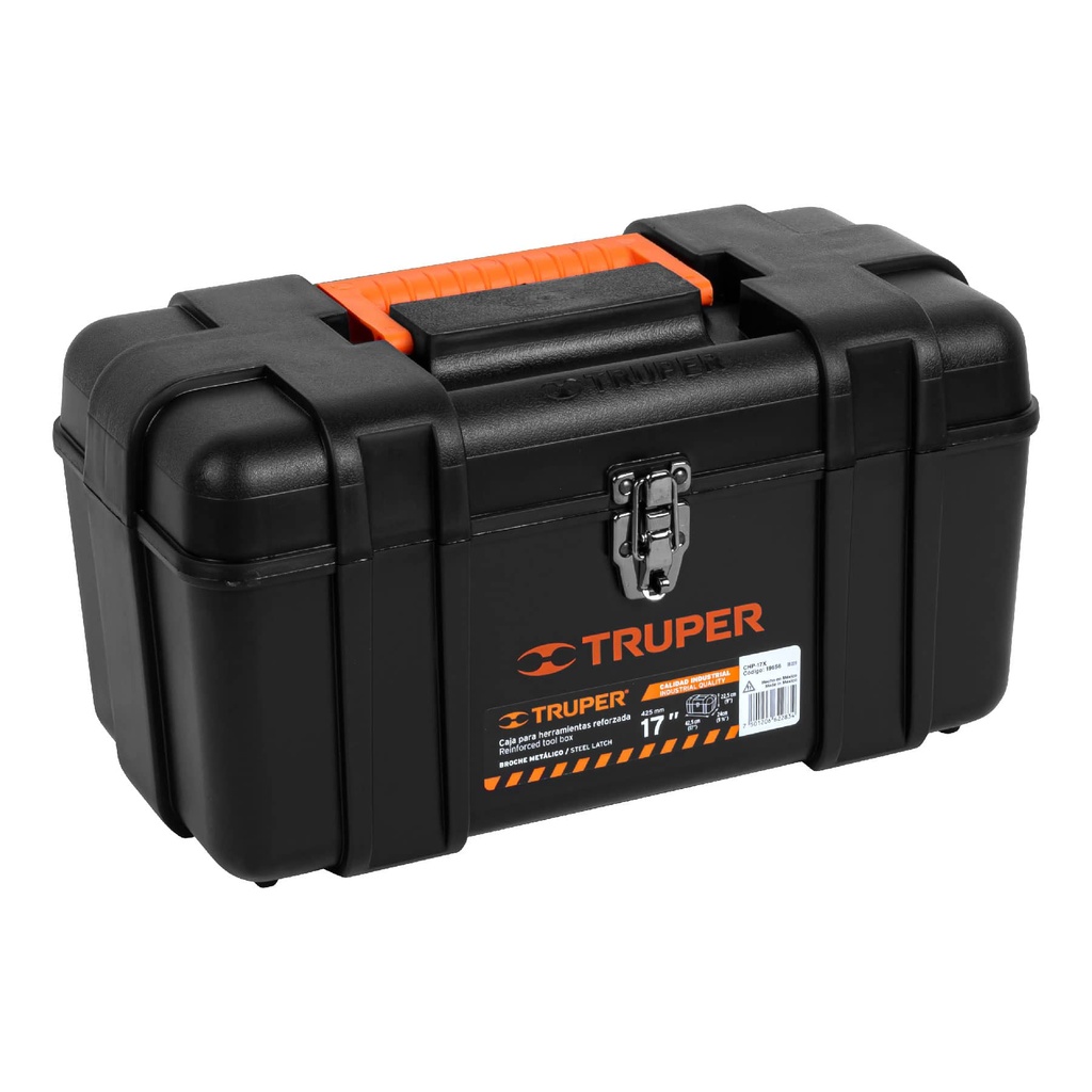 Caja de herramienta 17" con compartimentos y broches metálicos