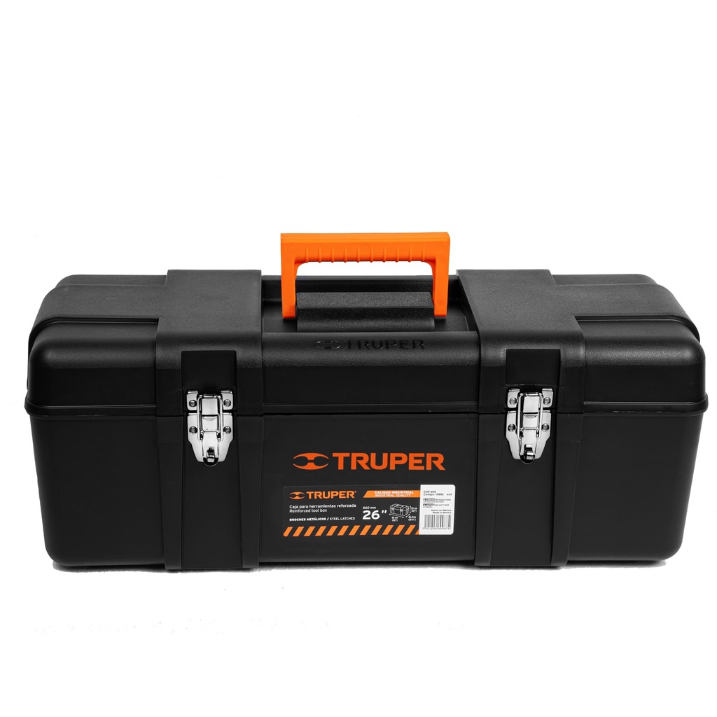 Caja de herramienta 26" con compartimento y broches metálicos