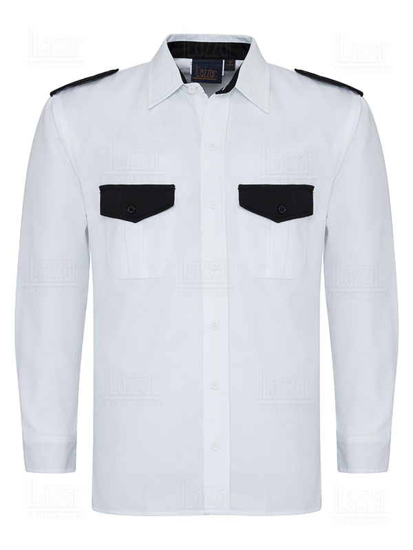 Camisa para caballero blanca con negro manga larga talla mediana