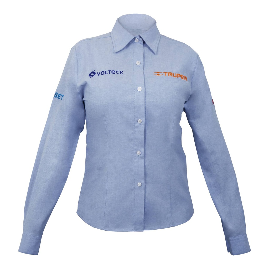 Camisa para dama azul manga larga talla mediana