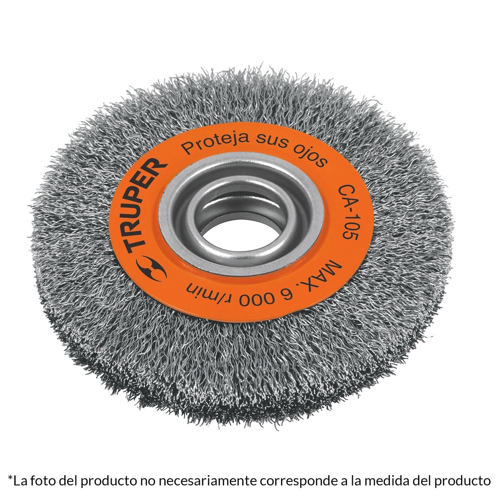 Carda para esmeril rueda de alambre ondulado de 6" x 1 1/8"