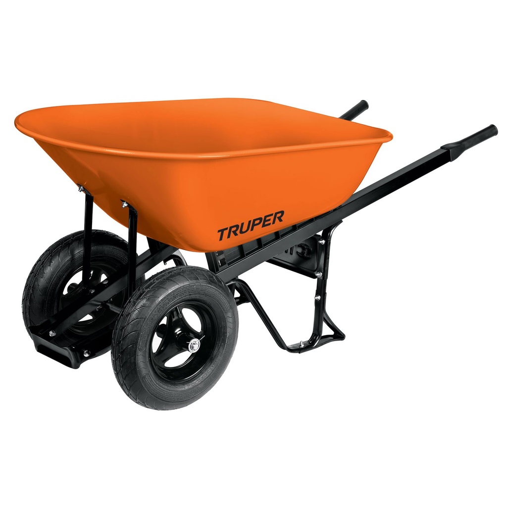 Carretilla naranja de 8 ft3 con doble llanta neumática