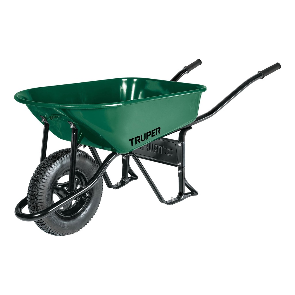 Carretilla verde de 4.75 ft con llanta reforzada.