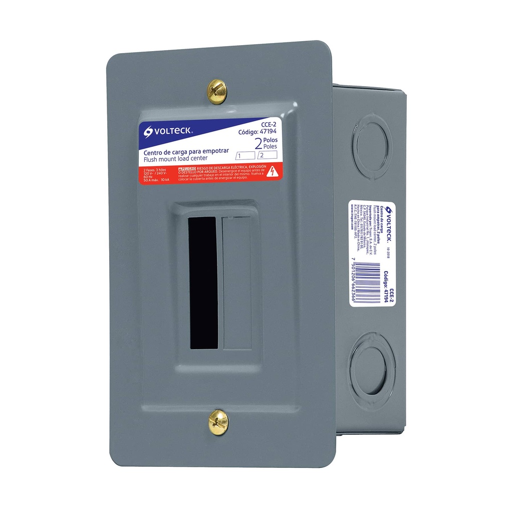 Centro de carga empotrable de 2 polos
