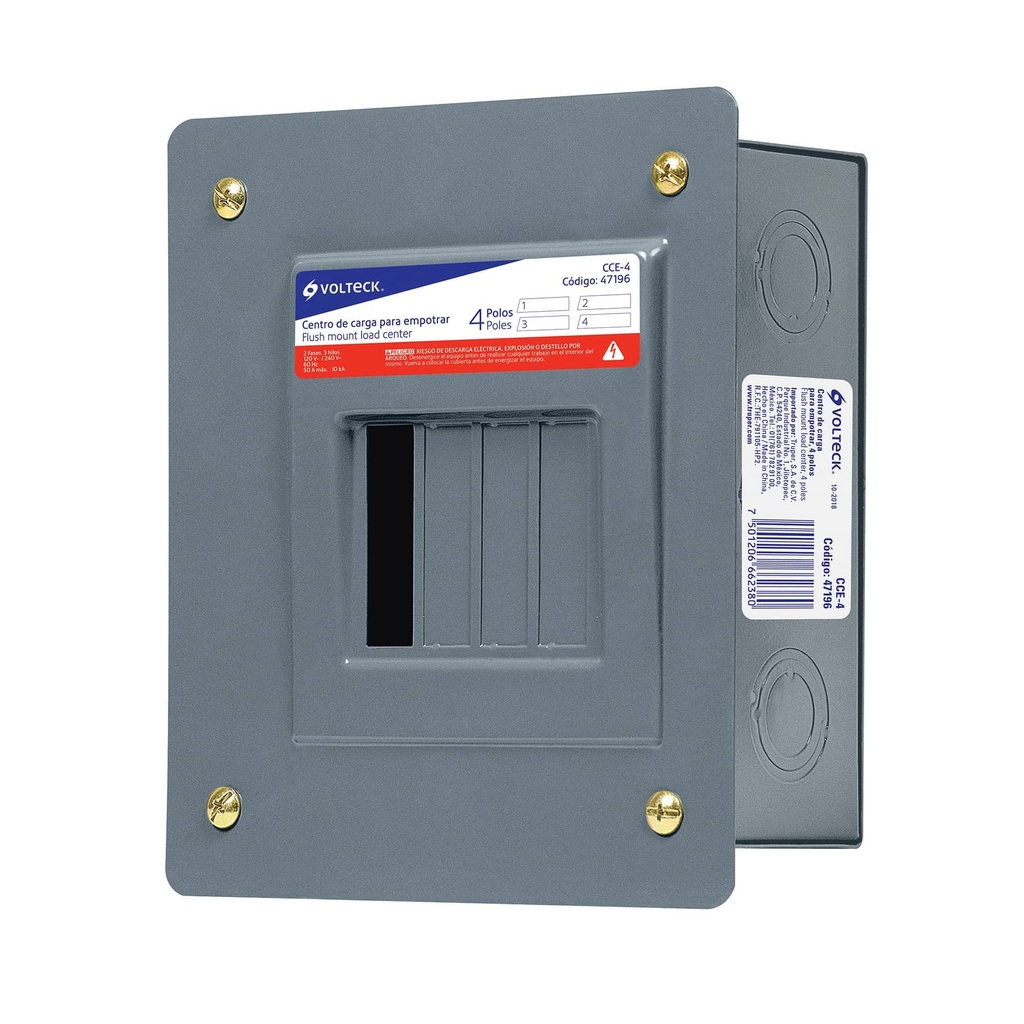 Centro de carga empotrable de 4 polos