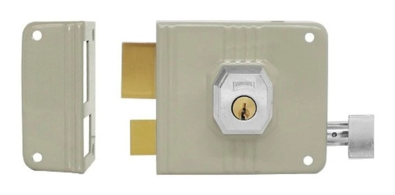 Cerradura de sobreponer 675-CL acabado beige izquierda