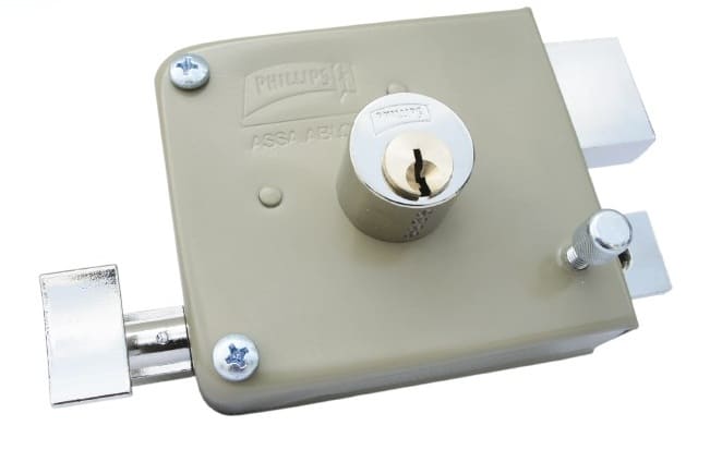 Cerradura de sobreponer 715-CL acabado beige derecha