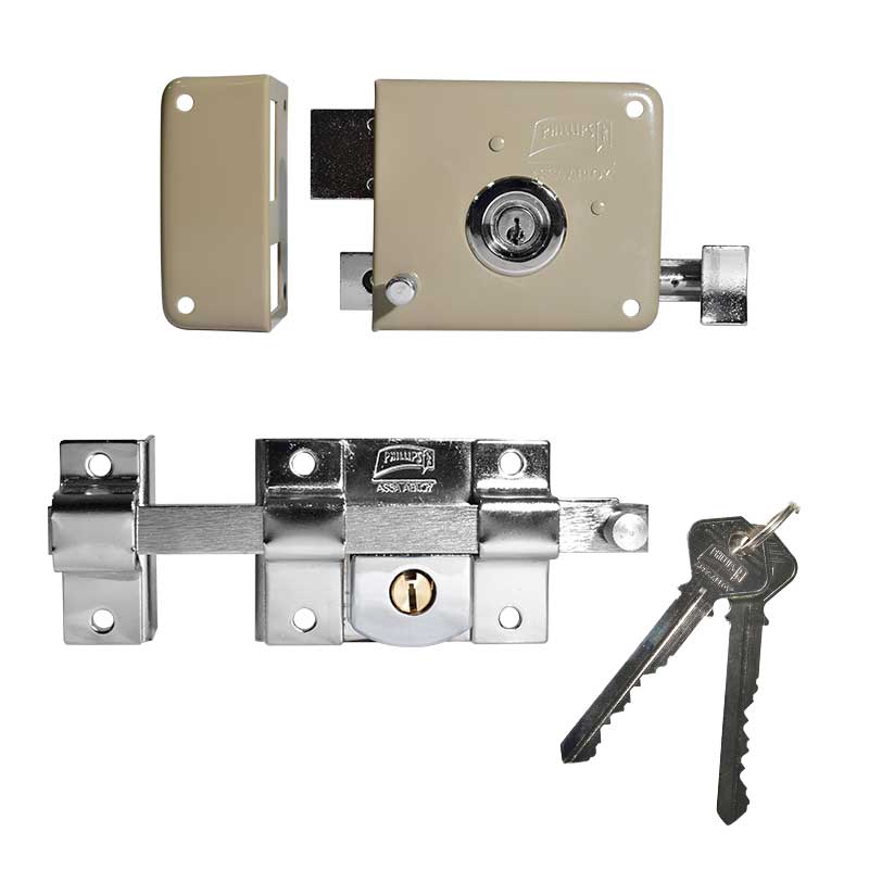 Cerradura de sobreponer 715-IF y 800-L acabado beige derecha