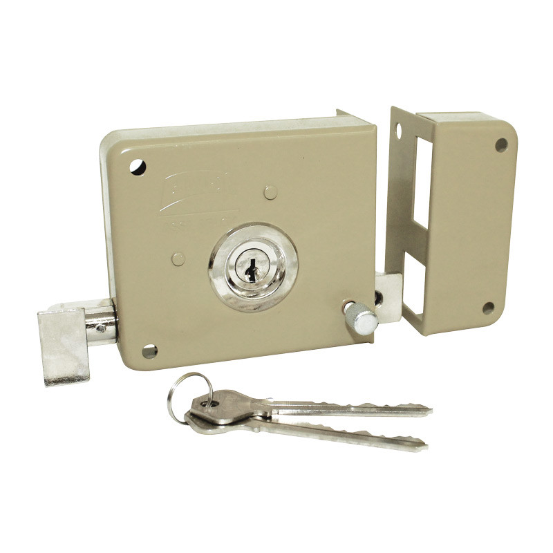 Cerradura de sobreponer 715-LL-IF acabado beige derecha