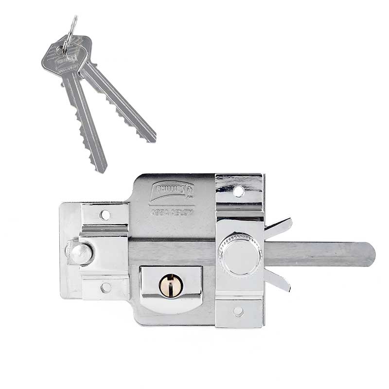 Cerradura de sobreponer 850 acabado cromo derecha