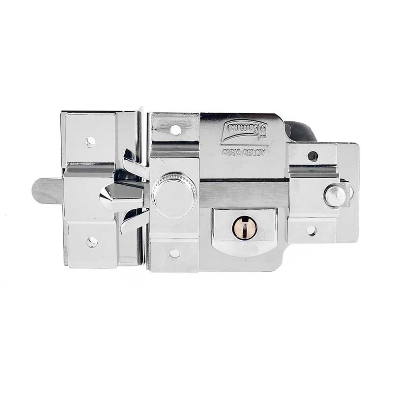 Cerradura de sobreponer 850 acabado cromo izquierda