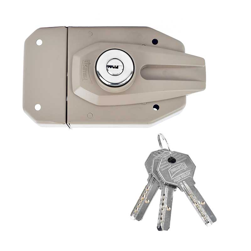 Cerradura de sobreponer AS-3000-IF acabado beige derecha/izquierda