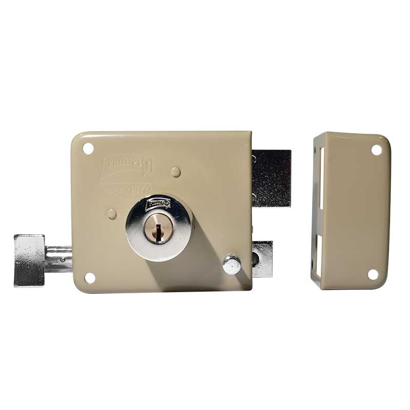 Cerradura de sobreponer AS-725-IF acabado beige derecha