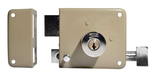 Cerradura de sobreponer AS-725-IF acabado beige izquierda