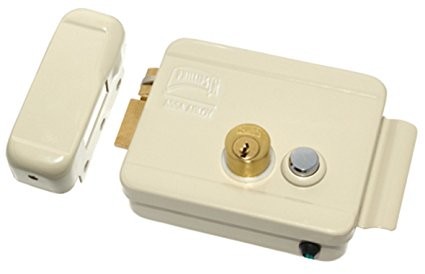 Cerradura electromecánica 321 acabado beige izquierda con boton 3419