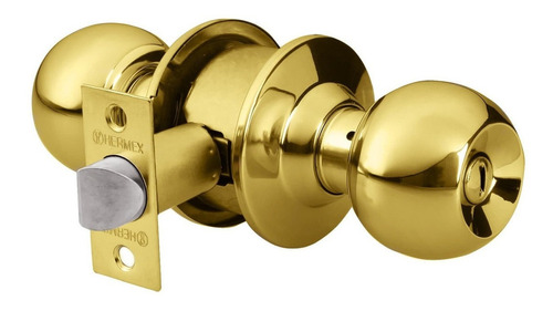 Cerradura para baño tipo esfera acabado latón brillante