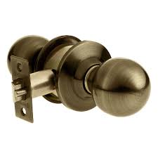 Cerradura para entrada tipo esfera acabado latón antiguo