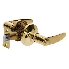 Cerradura para recámara de manija acabado latón brillante