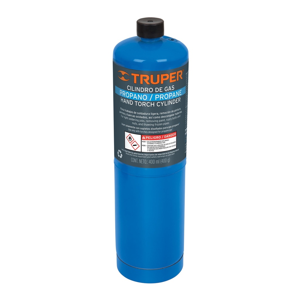 Cilindro de gas propano de 400 g azul