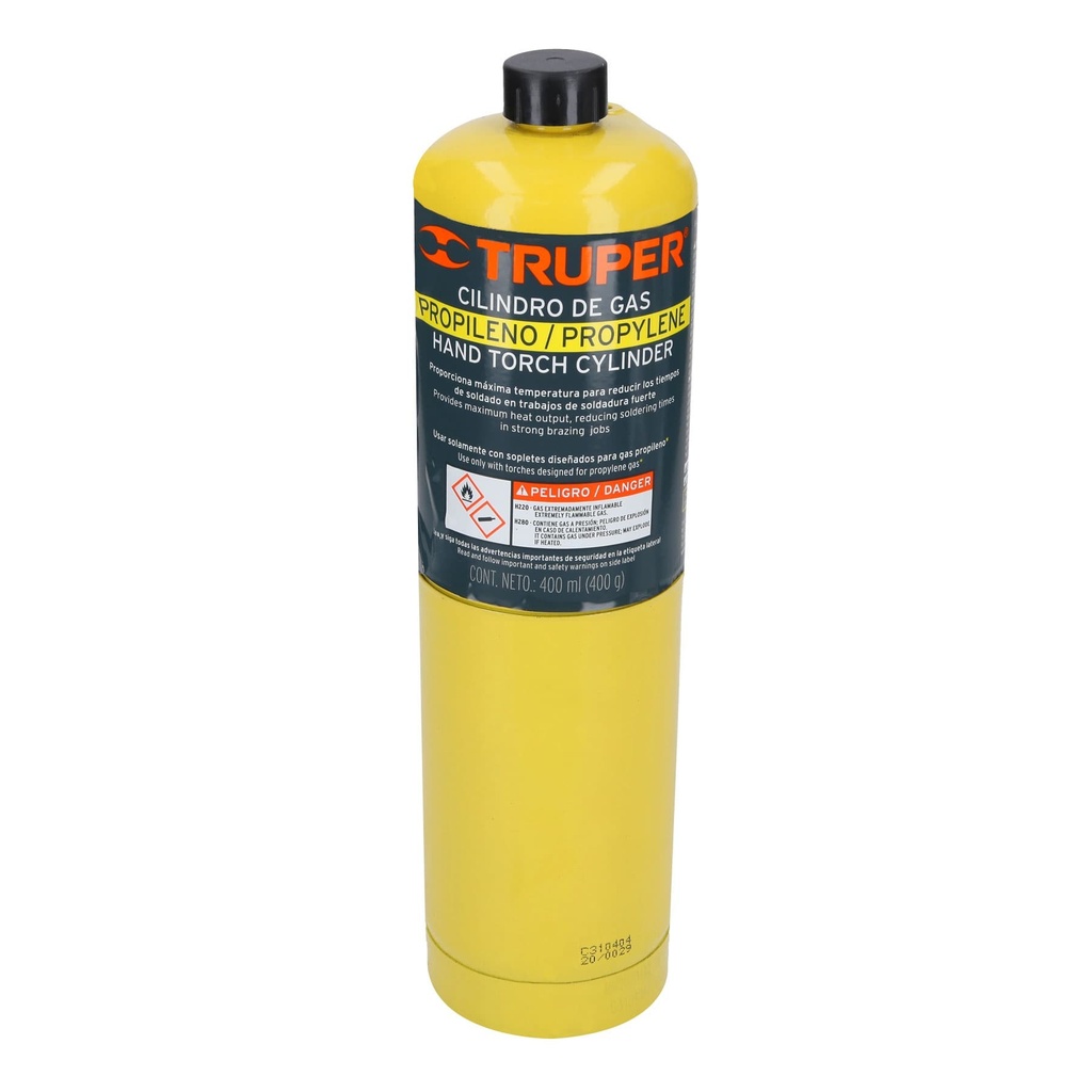 Cilindro de gas propileno de 400 g amarillo