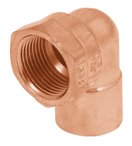 Codo de cobre (pipa) 1/2" x 90°