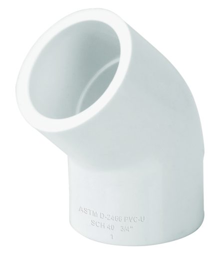 Codo de pvc hidráulico de 4" x 45° rd-26