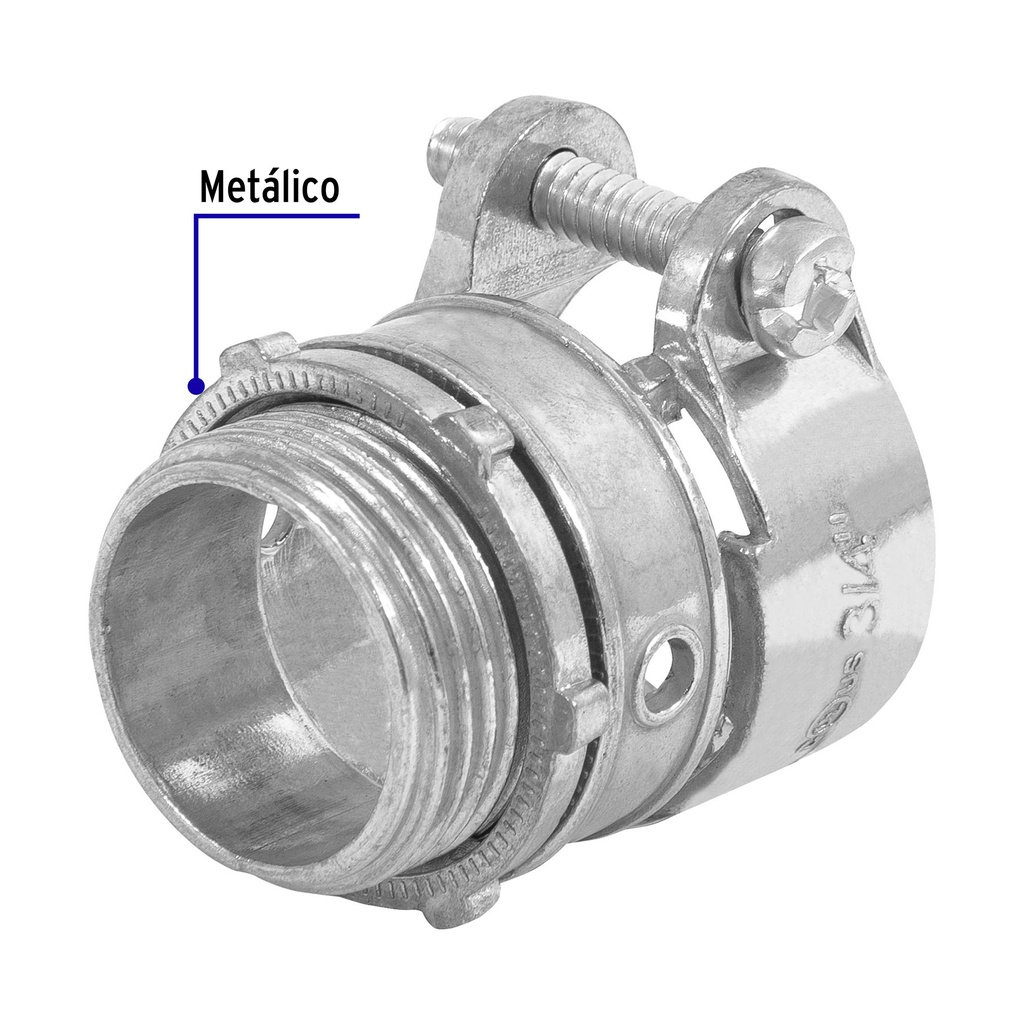 Conector curvo para tubo flexible 3/4"