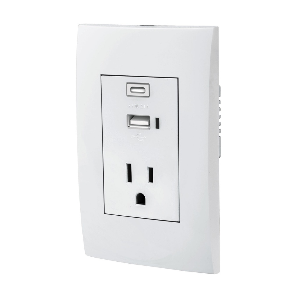 Contacto 2polos + tierra con 2 puertos USB Oslo blanco