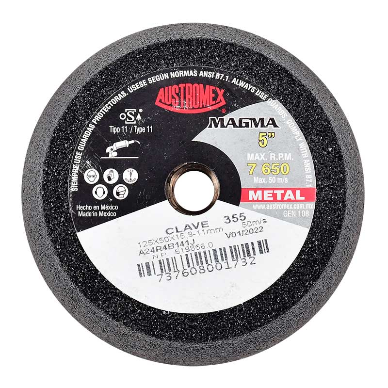 Copa para metal de 5" con entrada 5/8" grano 24 magma (AUS355)