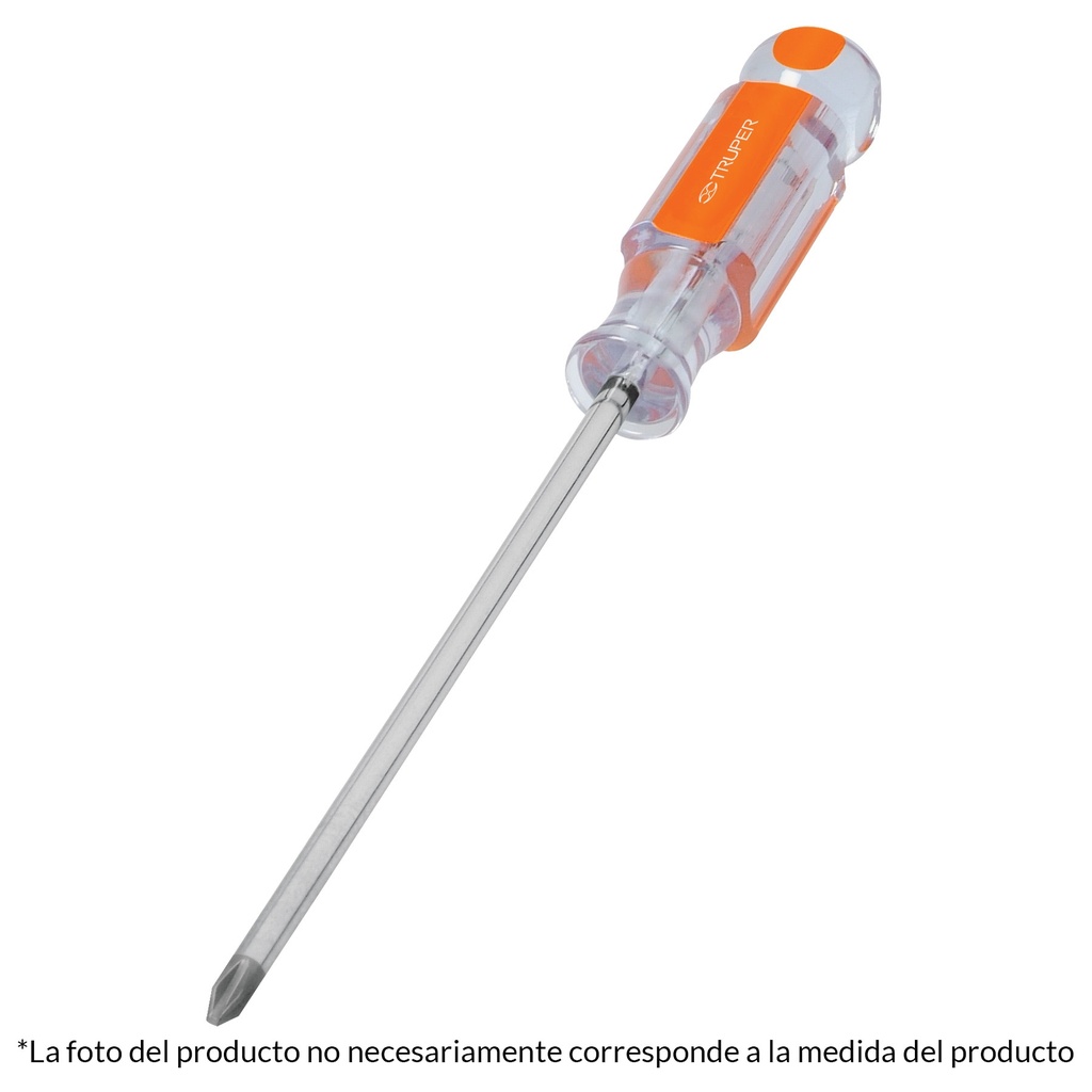Desarmador de cruz 1/4" x 4" con mango de acetato
