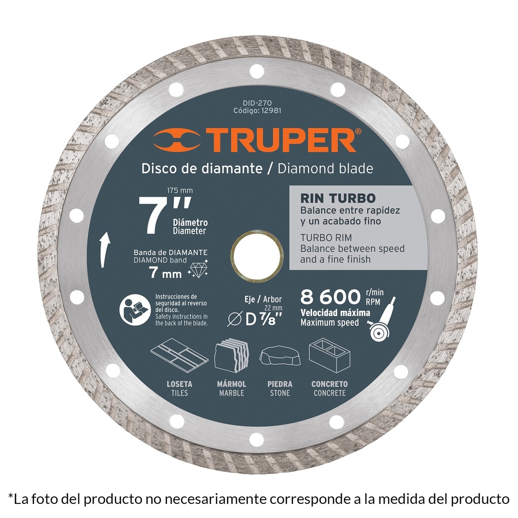 Disco de diamante rin turbo de 4"