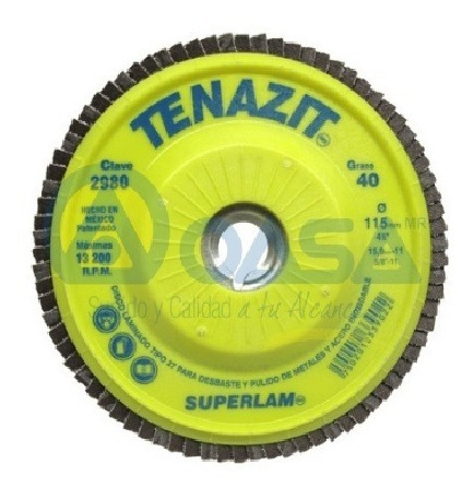 Disco laminado grano 40 de 4 1/2" con rosca superlam (AUS2980)