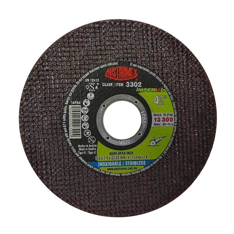 Disco para corte de acero inoxidable de 4 1/2" imperial (AUS3302)