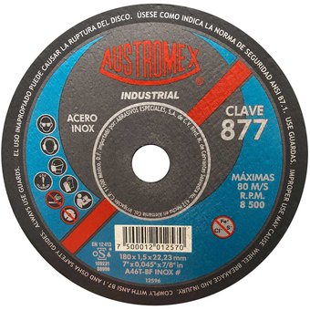 Disco para corte de acero inoxidable de 7" industrial (AUS877)