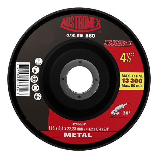Disco para desbaste metal de 4 1/2" hum (AUS560)