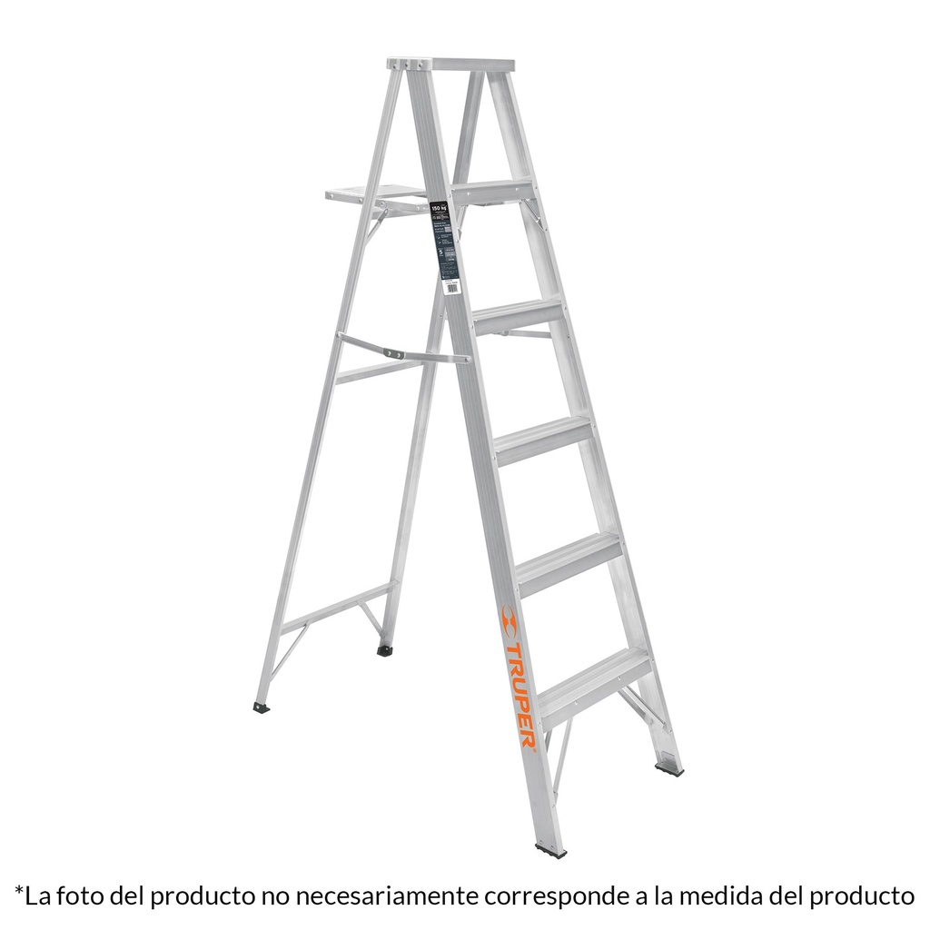 Escalera de tijera tipo III de 4 peldaños aluminio y bandeja