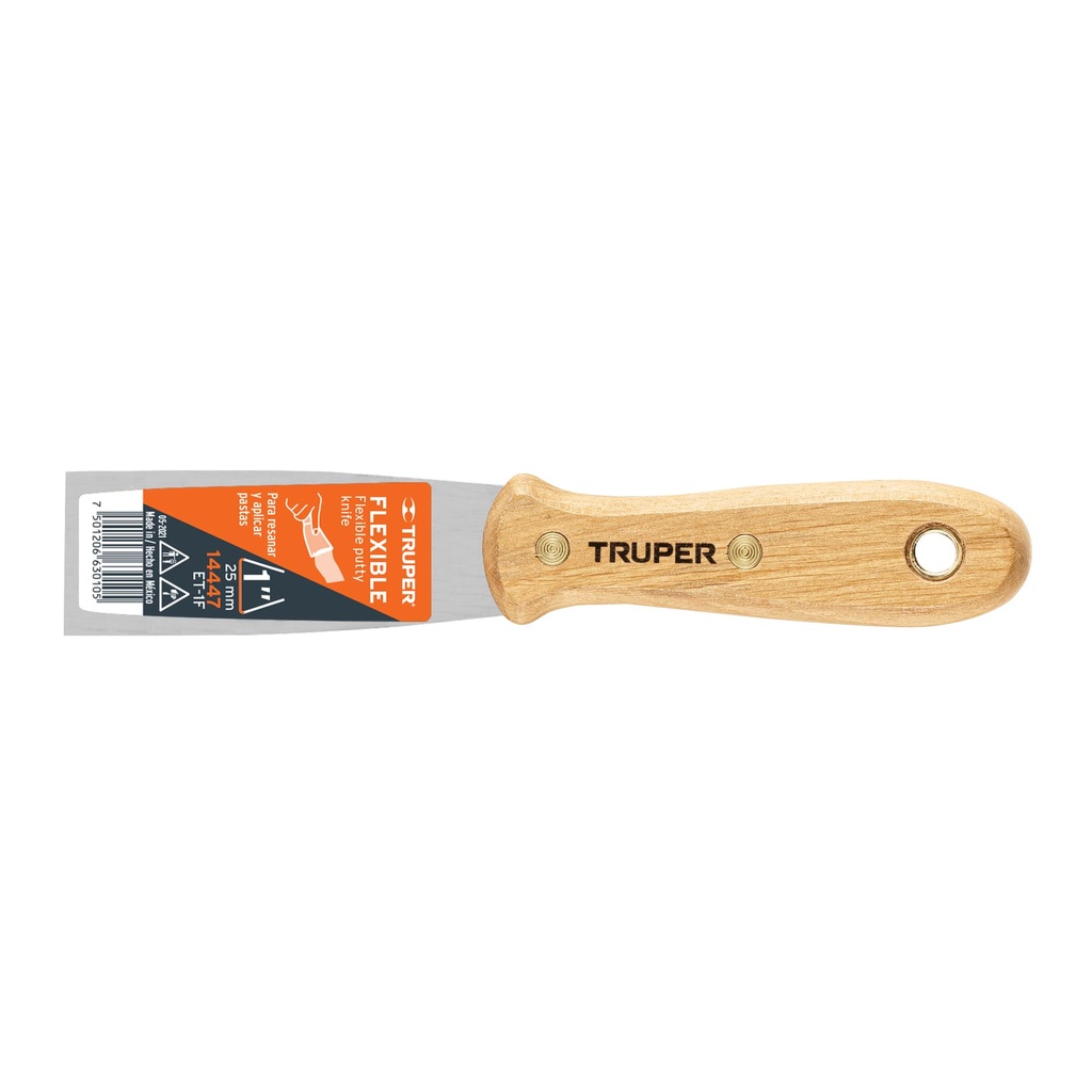 Espátula flexible con mango de madera 1"