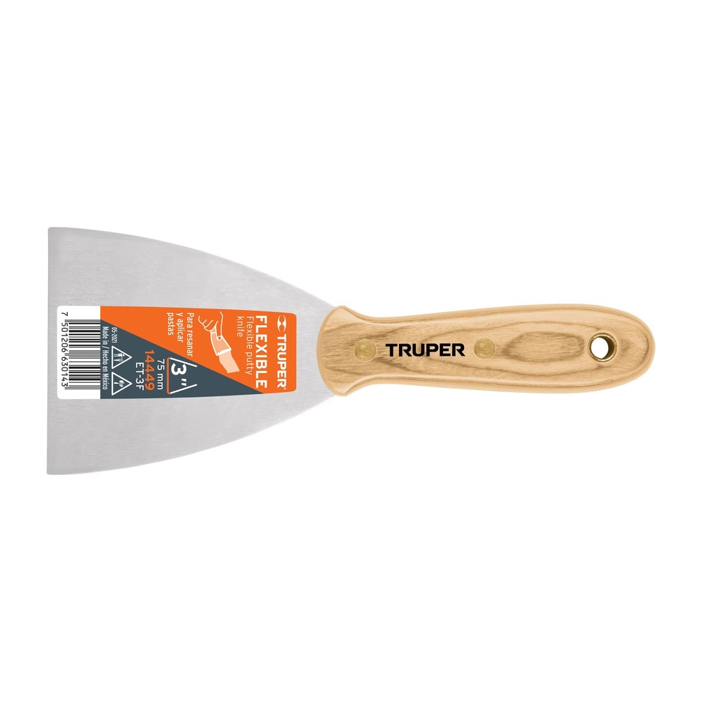 Espátula flexible con mango de madera 2"