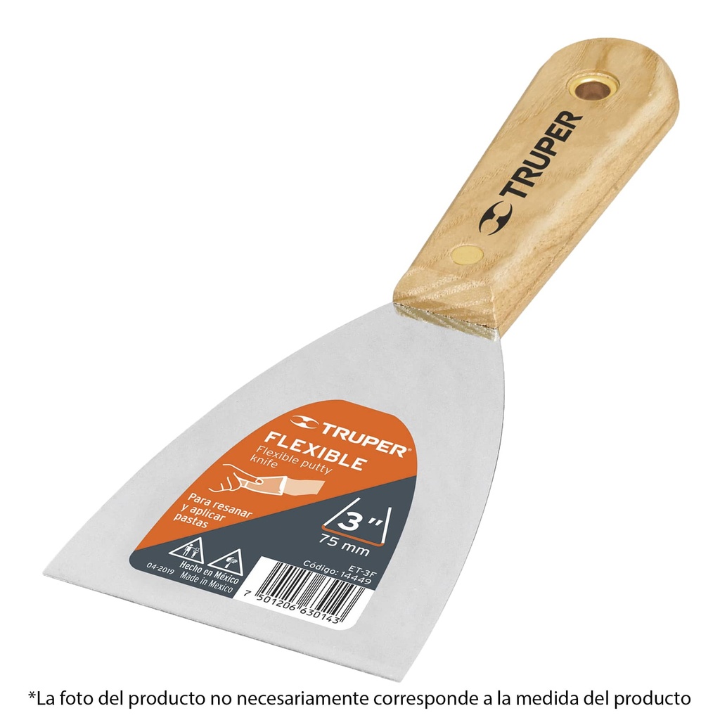 Espátula flexible con mango de madera 4"