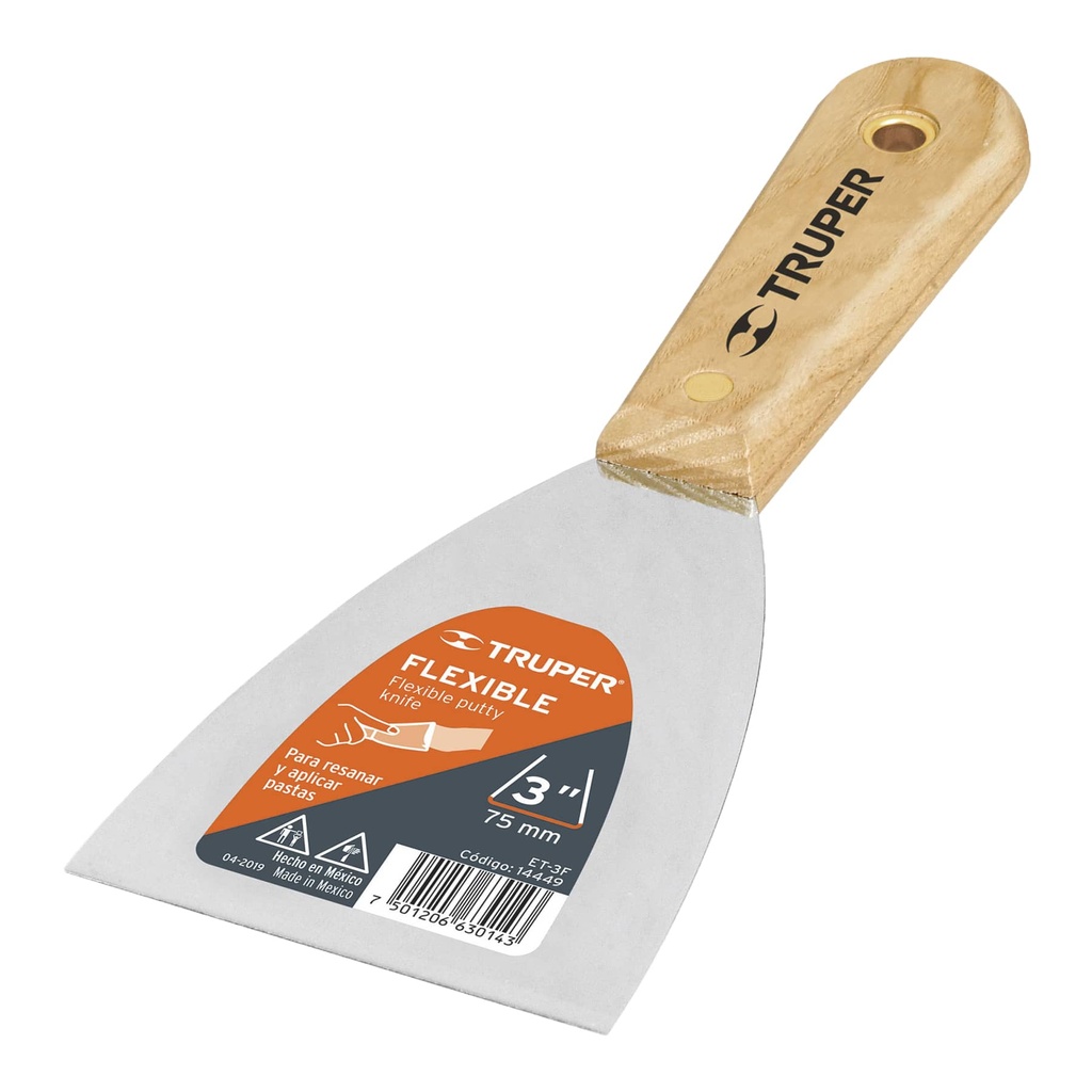 Espátula flexible con mango de madera 6"