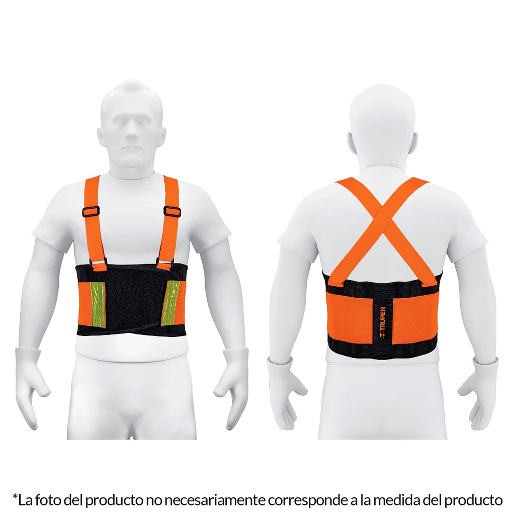 Faja lumbar de alta visibilidad talla grande naranja